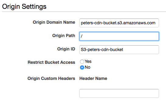 Origin settings